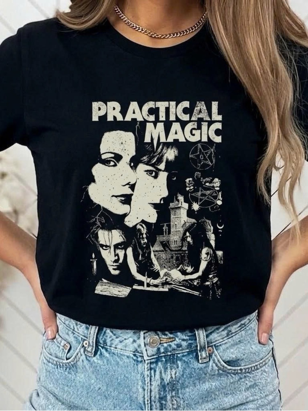 Practical Magic Movie Graphic T-shirt Retro Witchy Black Tee